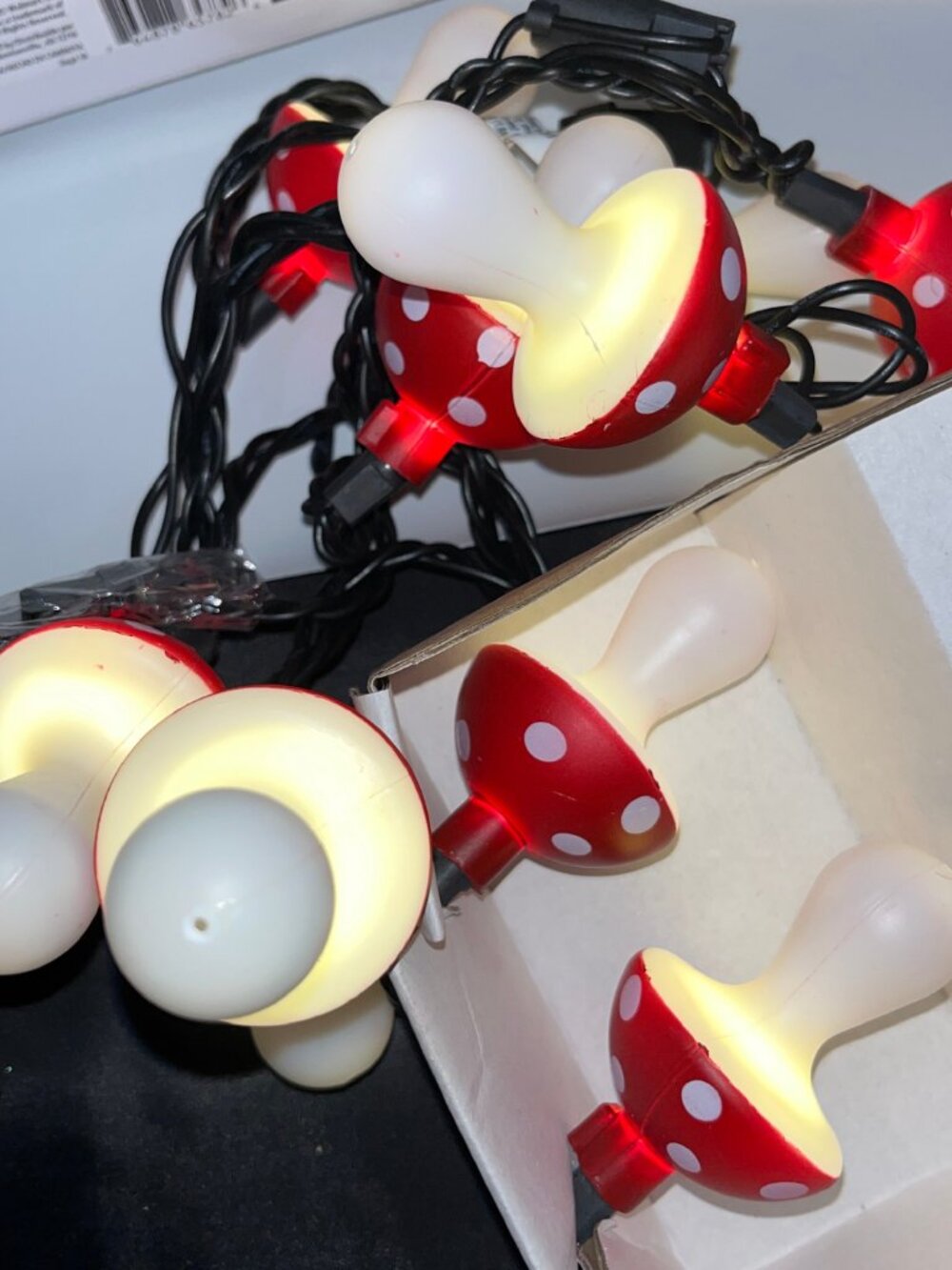 LED Mushroom String Fairy 10 Blow Mold Indoor Decor 6.5 Feet New 2 Sets SO CUTE